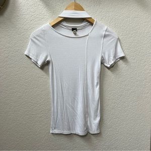 Free People We The Free Tee Women XS Choker Neck Fitted Stretch Lightweight
